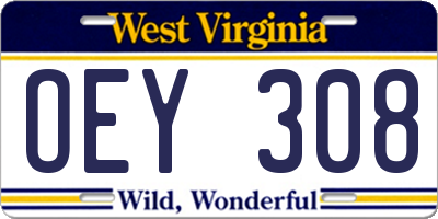 WV license plate OEY308