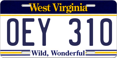 WV license plate OEY310