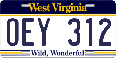 WV license plate OEY312