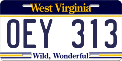WV license plate OEY313