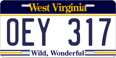 WV license plate OEY317