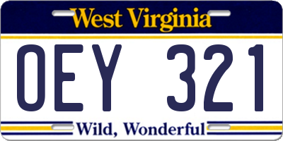 WV license plate OEY321
