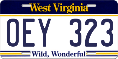 WV license plate OEY323