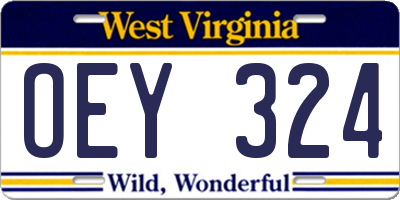WV license plate OEY324