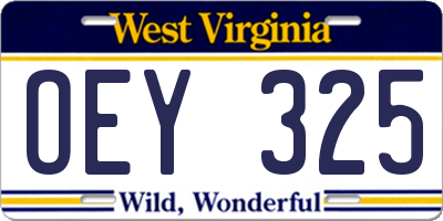 WV license plate OEY325