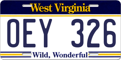 WV license plate OEY326