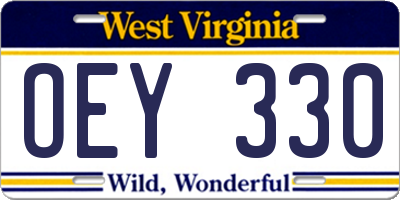 WV license plate OEY330