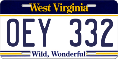 WV license plate OEY332