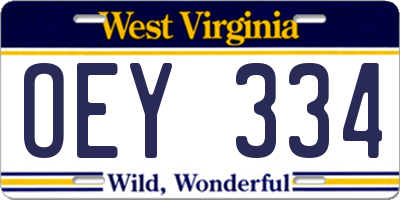 WV license plate OEY334