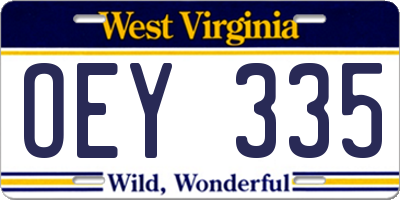 WV license plate OEY335