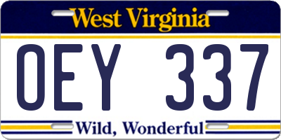 WV license plate OEY337