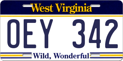WV license plate OEY342