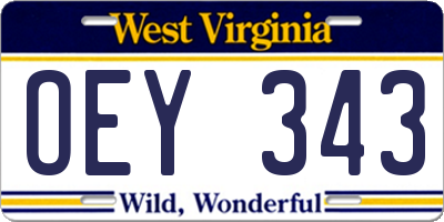 WV license plate OEY343