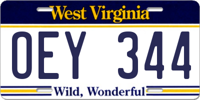 WV license plate OEY344