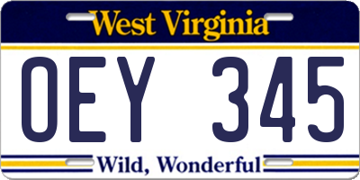 WV license plate OEY345
