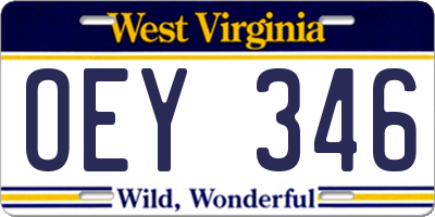 WV license plate OEY346