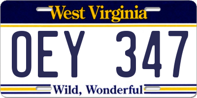WV license plate OEY347