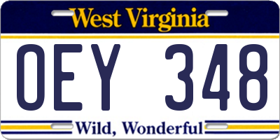 WV license plate OEY348