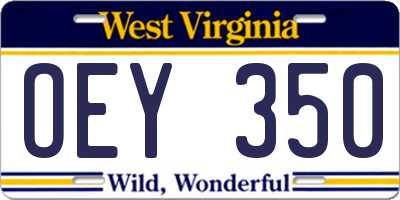 WV license plate OEY350