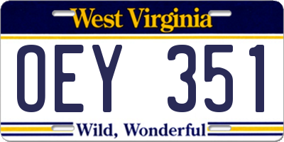 WV license plate OEY351