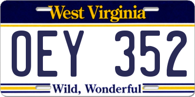 WV license plate OEY352