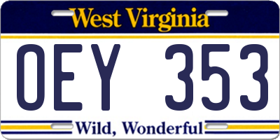WV license plate OEY353