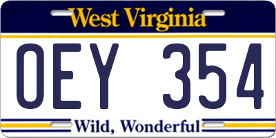 WV license plate OEY354
