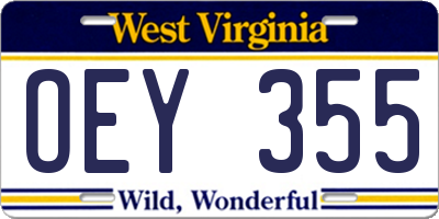 WV license plate OEY355
