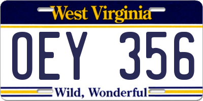 WV license plate OEY356