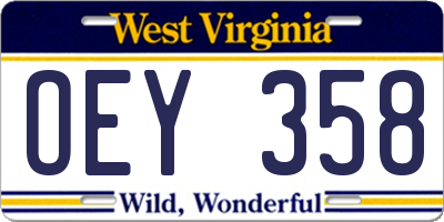 WV license plate OEY358