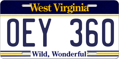 WV license plate OEY360