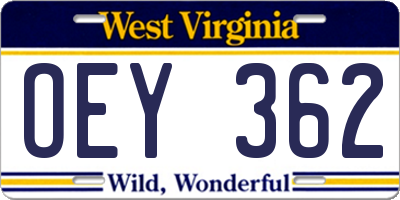 WV license plate OEY362