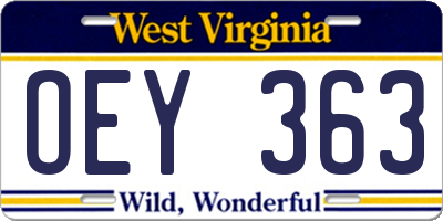 WV license plate OEY363