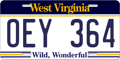 WV license plate OEY364