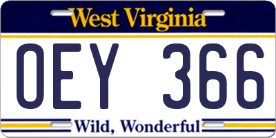 WV license plate OEY366