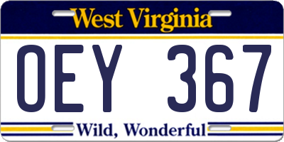 WV license plate OEY367