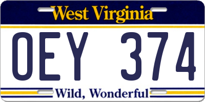 WV license plate OEY374