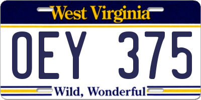 WV license plate OEY375