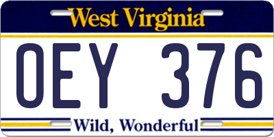 WV license plate OEY376