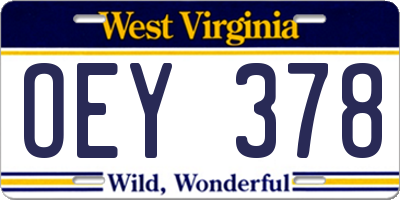 WV license plate OEY378