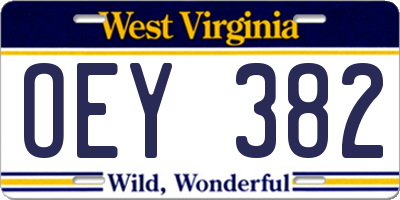 WV license plate OEY382
