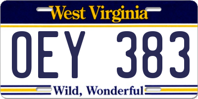 WV license plate OEY383