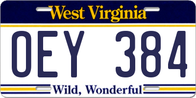 WV license plate OEY384