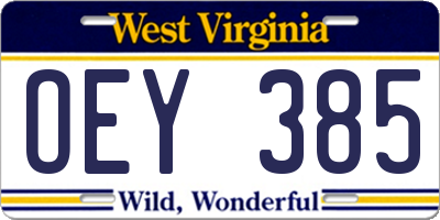 WV license plate OEY385