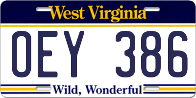 WV license plate OEY386
