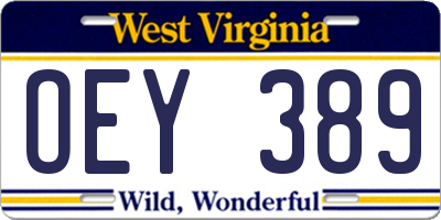 WV license plate OEY389