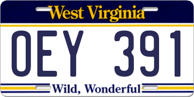 WV license plate OEY391