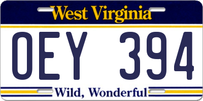 WV license plate OEY394