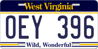WV license plate OEY396