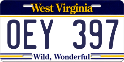 WV license plate OEY397